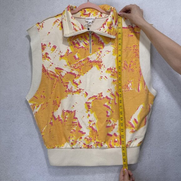 Making The Cut Sweater Vest Womens XS Yellow Pink Winning Look Quarter Zip Knit - Picture 3 of 9